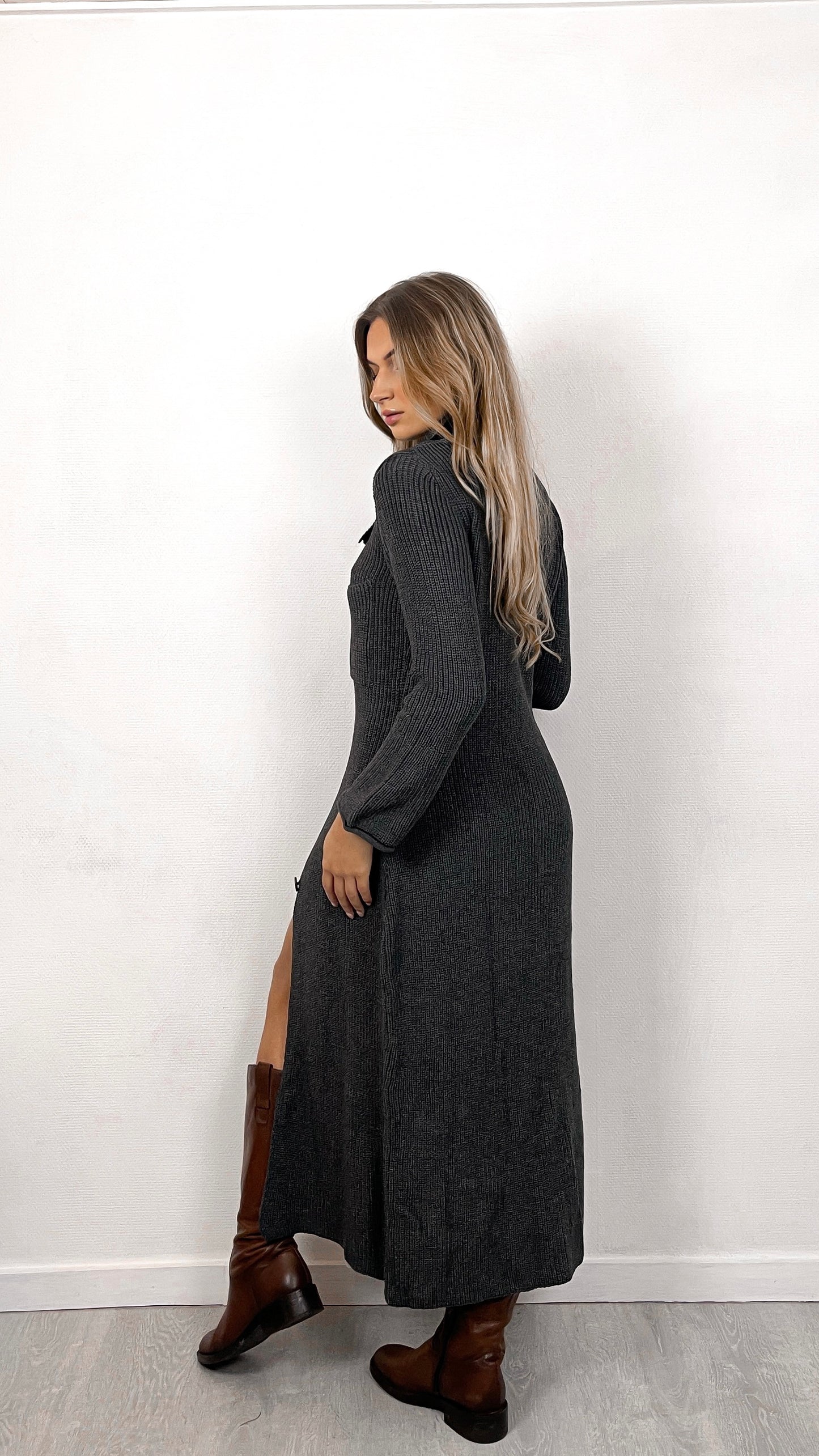 Grey knitted two-piece