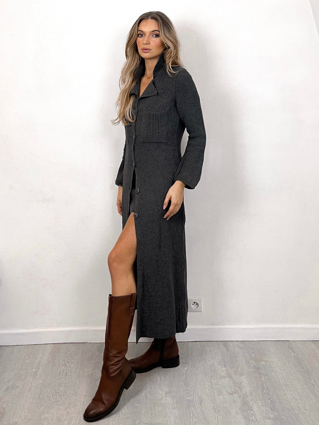 Grey knitted two-piece