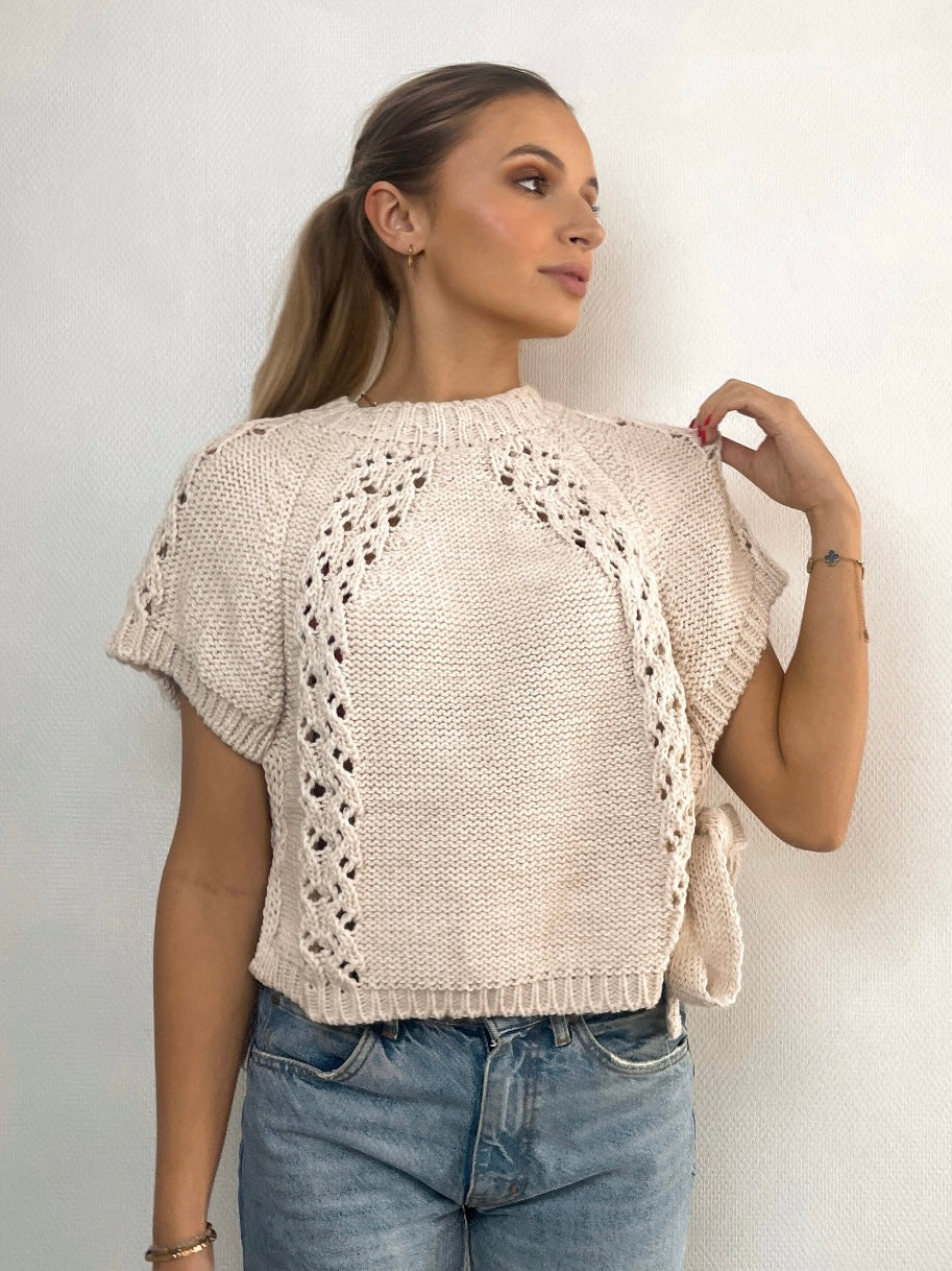 Beige broderie top