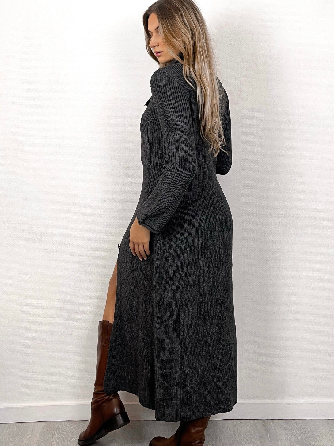 Grey knitted two-piece