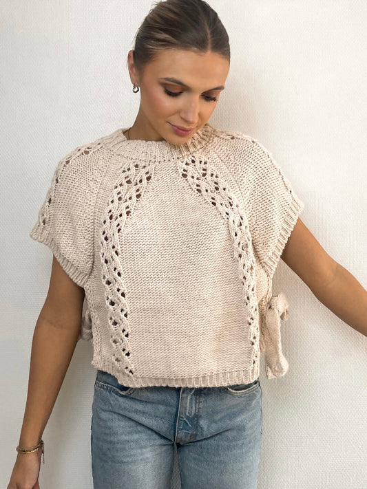 Beige broderie top