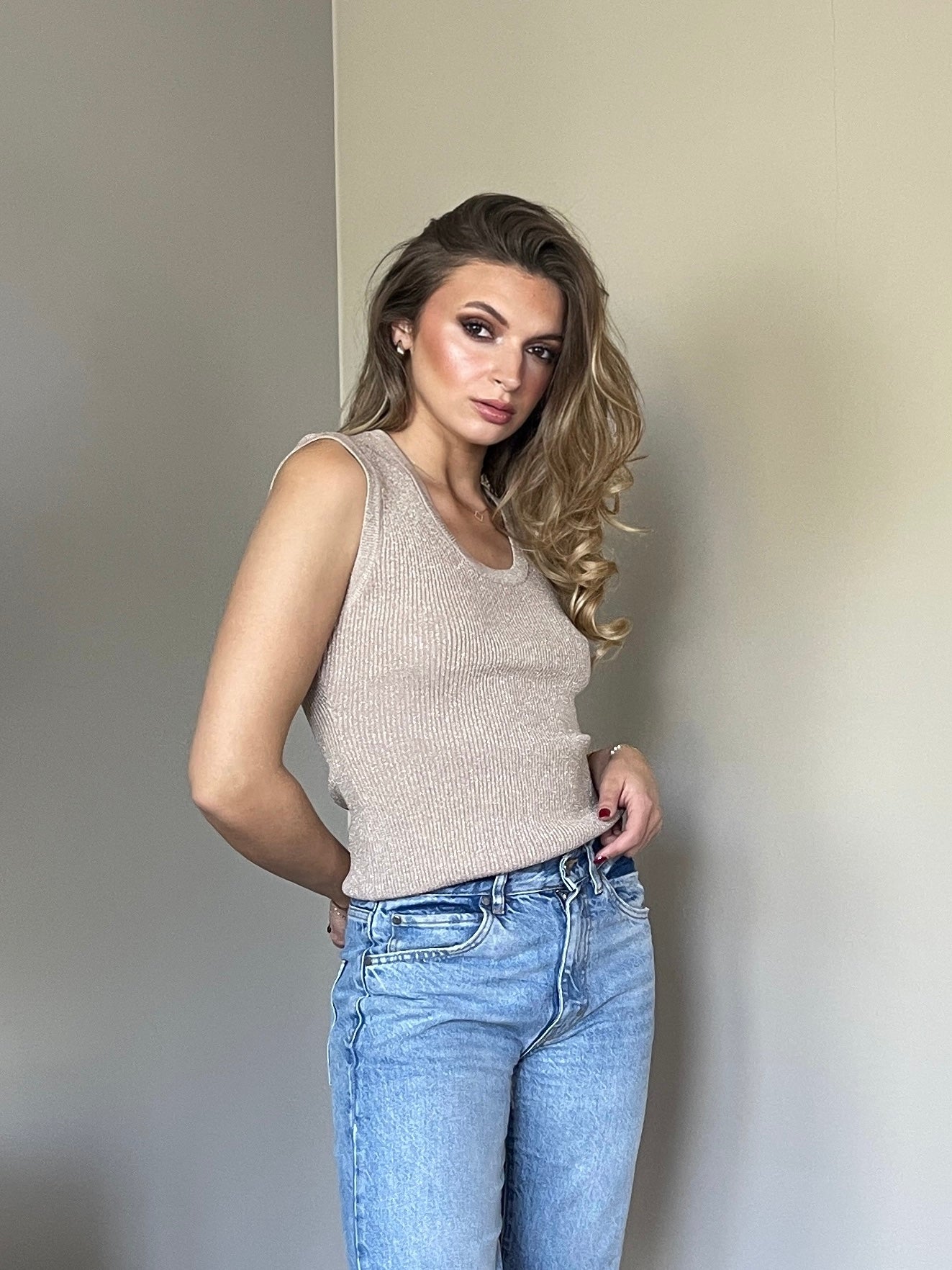 Brown glitter top