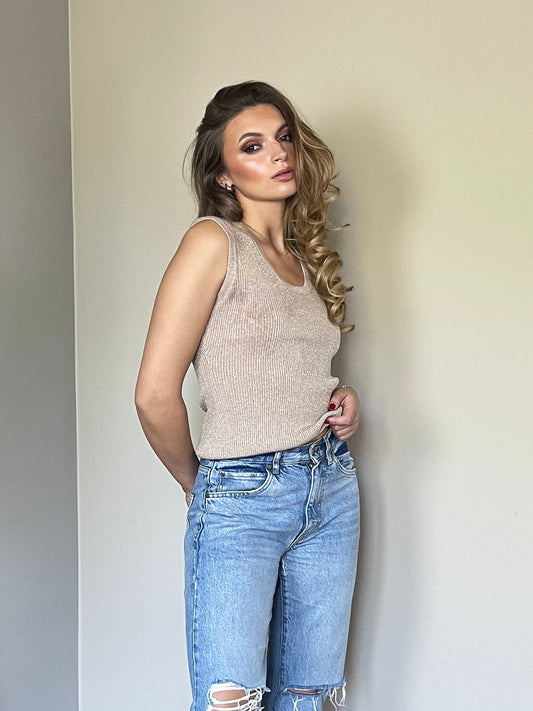Brown glitter top