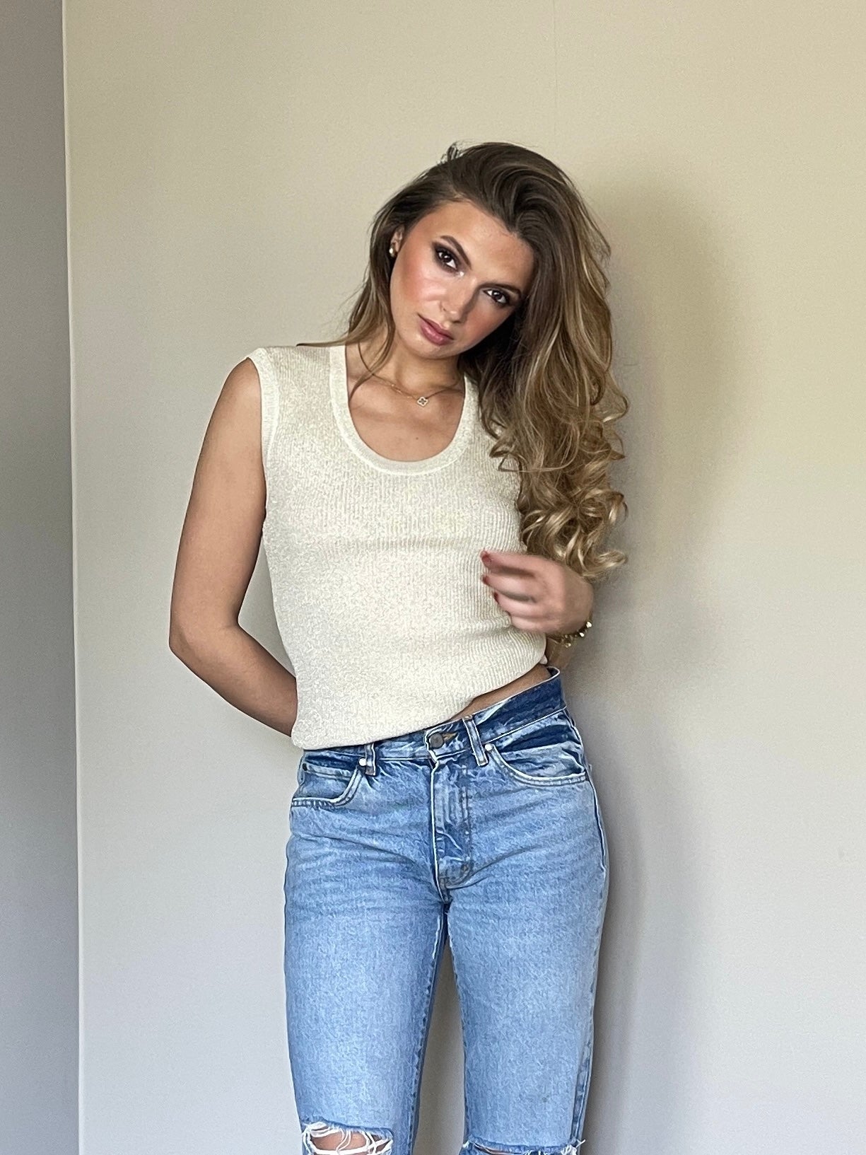 Ecru glitter top