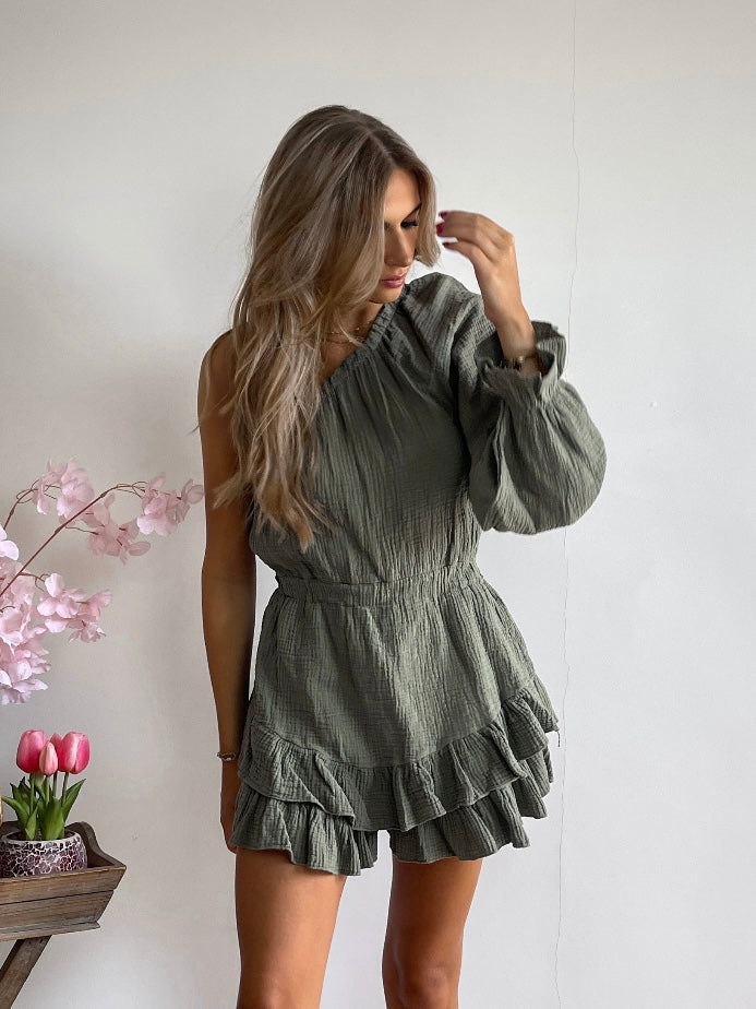 Kakhi one-shoulder jumpsuit