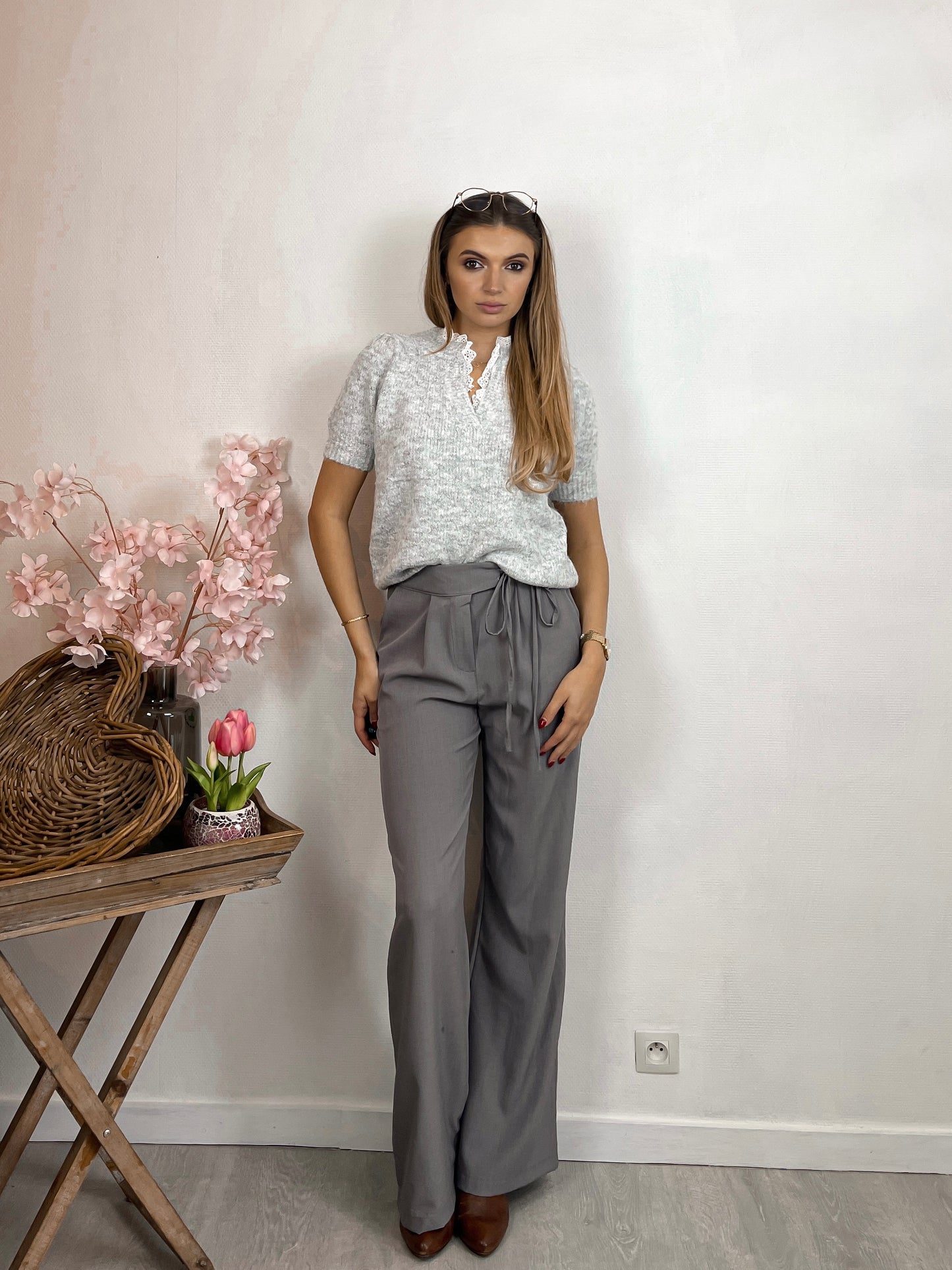 Grey lace top