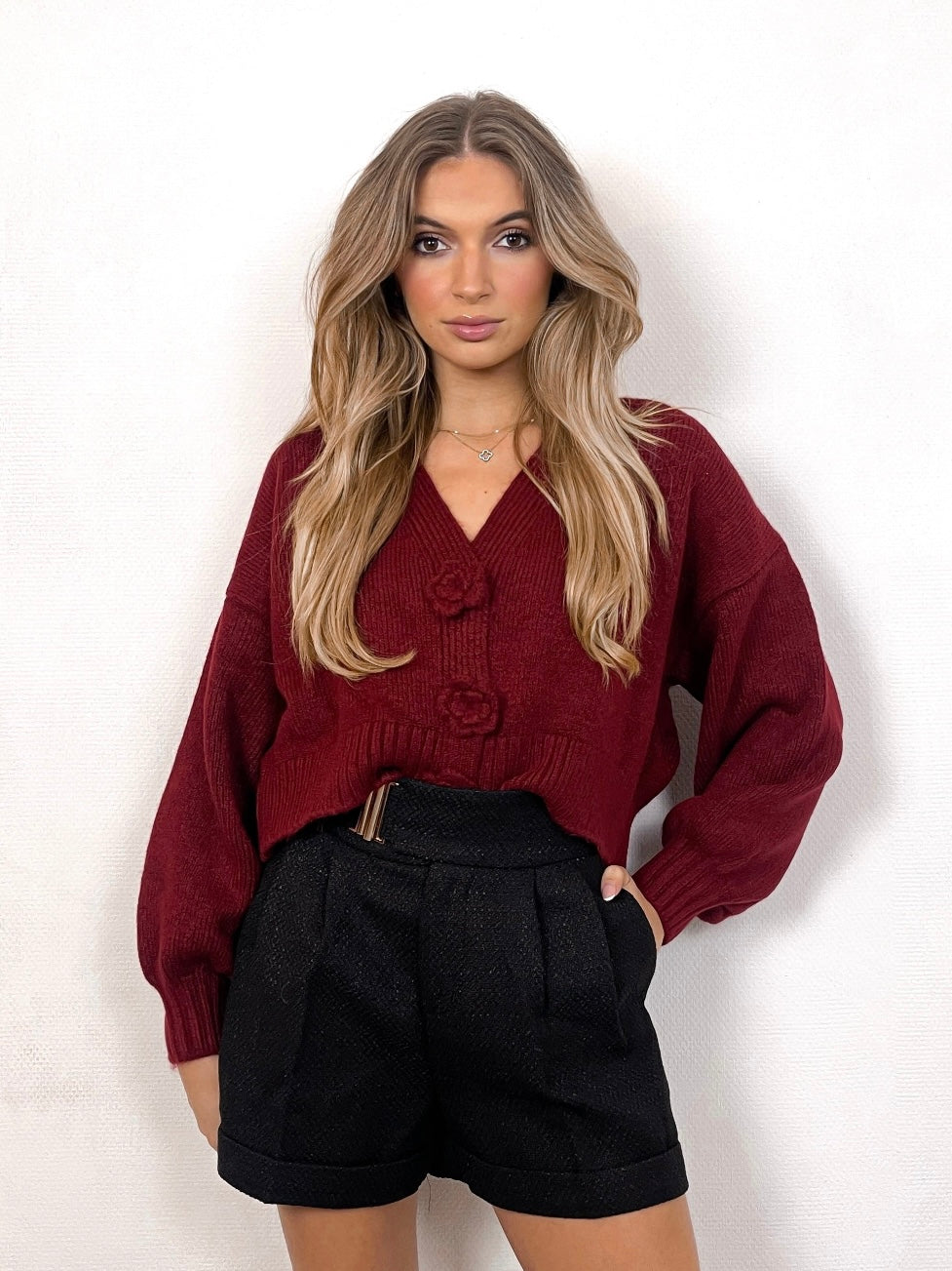 Bordeaux flower knitted vest
