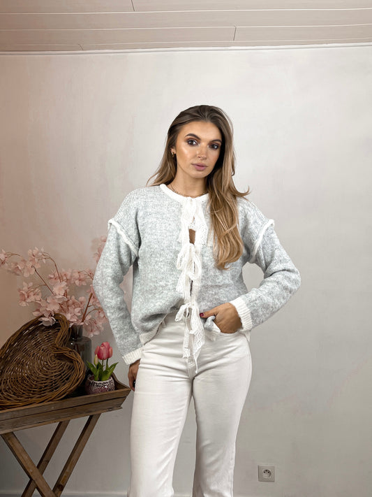 Grey bow sweater