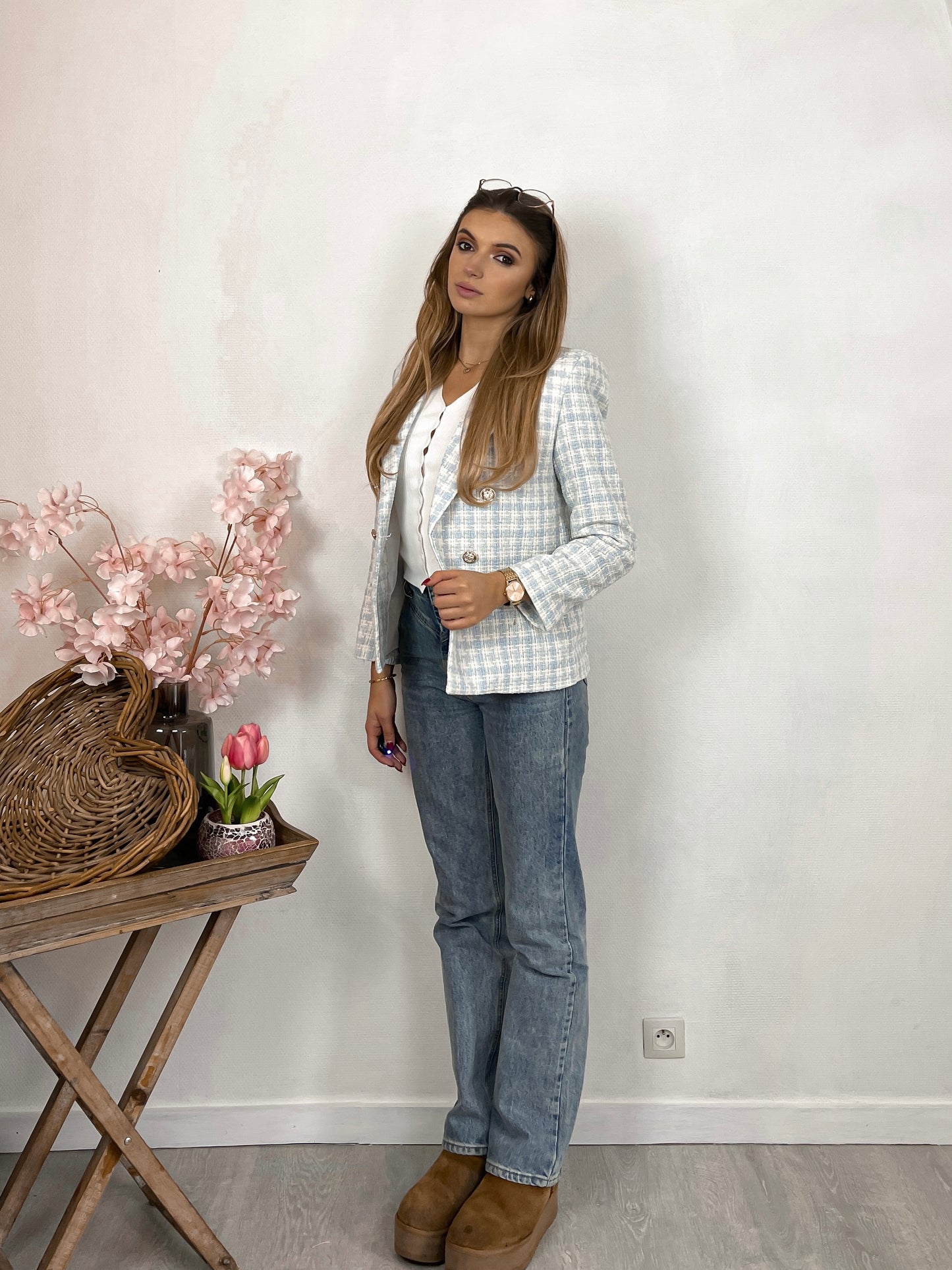 Blue checked blazer