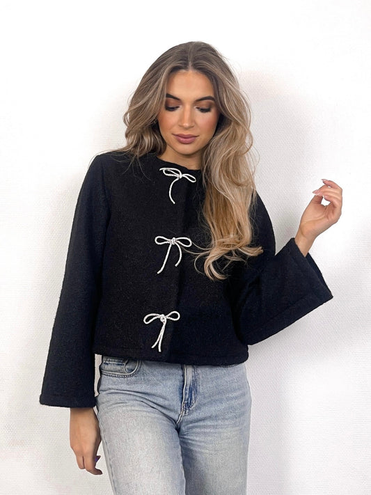Black glitter bow sweater