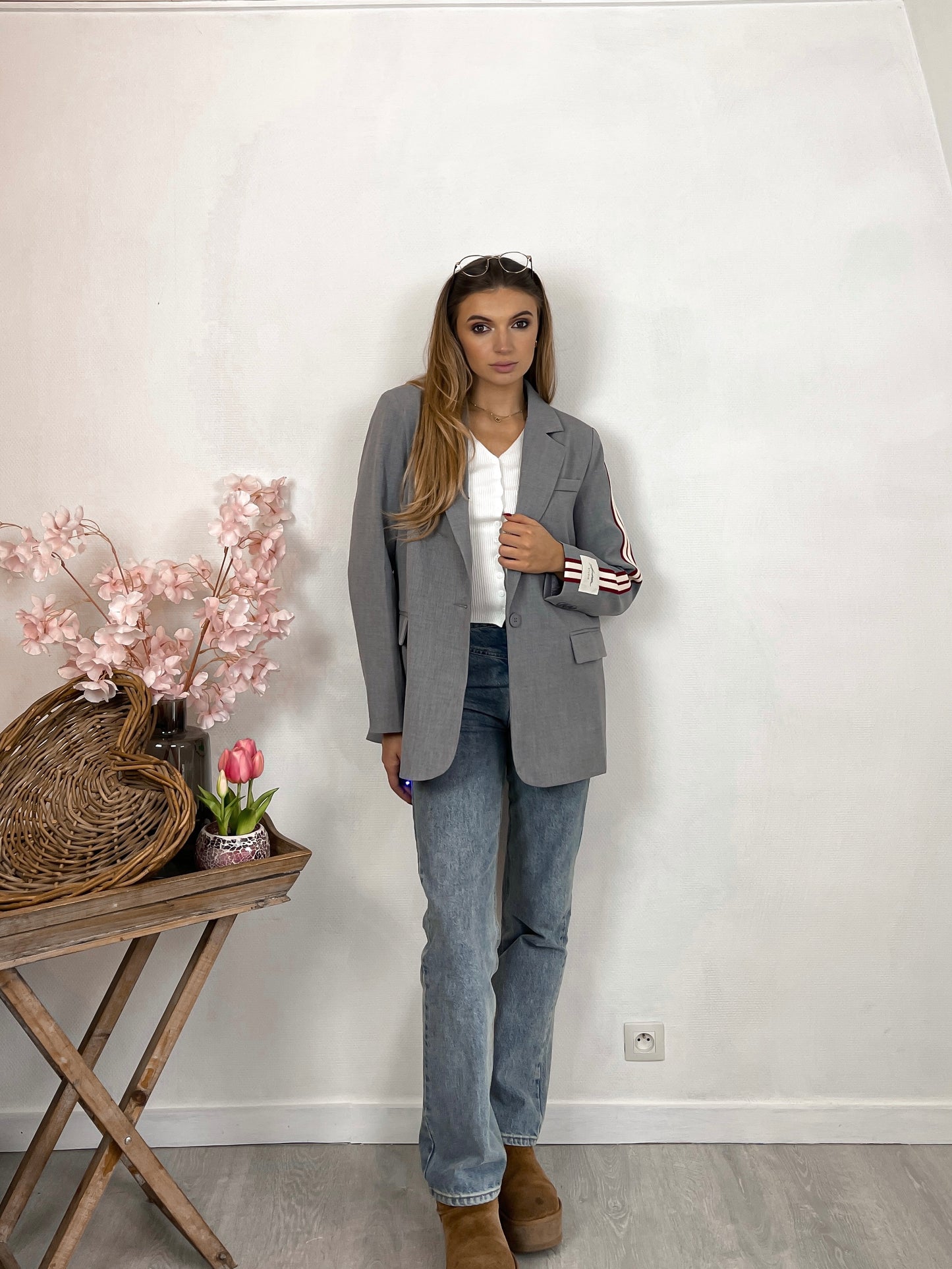 Grey striped blazer